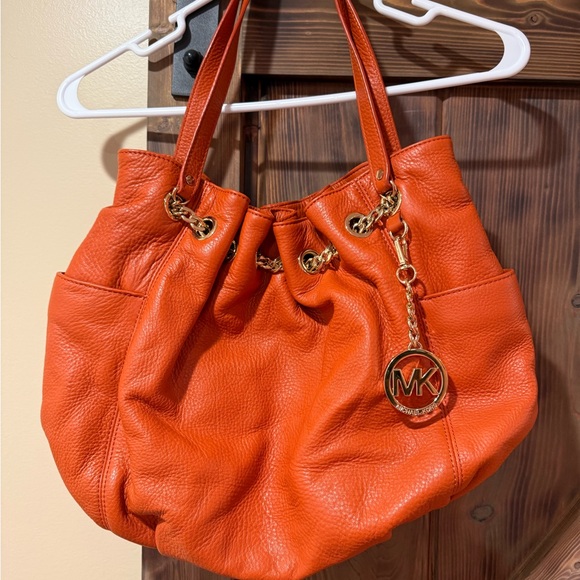 Michael Kors Orange Leather Tote Bag - Picture 3 of 13